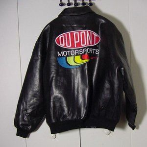 Vtg Competitors View Jeff Gordon Faux Black Leather Jacket Sz L